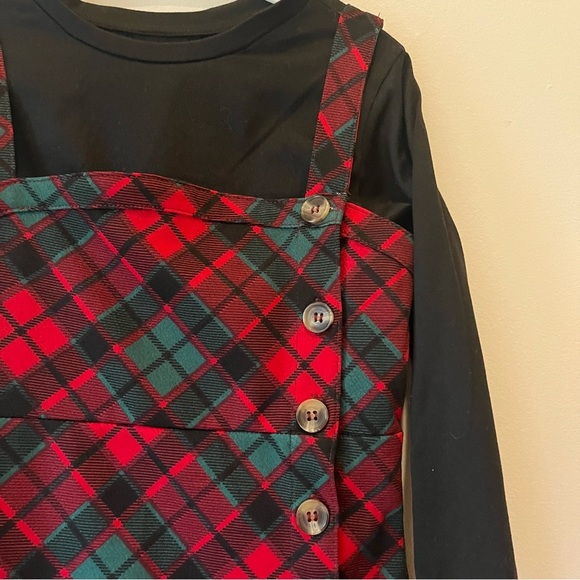 🌼 5/$25 Girls Holiday Plaid Dress Layered Top 6X Monkey Bars Tartan Christmas - Picture 2 of 7